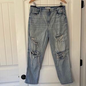 Eunina Rocky Light Blue Distressed Boyfriend Jeans women's size 13